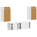 vidaXL Ensemble de meuble TV mural 4 Pièces Blanc Bois d'ingénierie