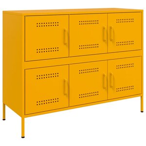 vidaXL Buffet jaune moutarde 100 5x39x79 cm acier