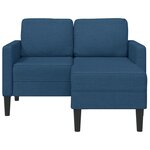 vidaXL Canapé 2 places avec méridienne en L bleu 125 cm tissu