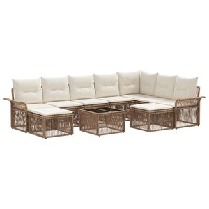 vidaXL Ensemble de canapé de jardin 10 Pièces Beige et blanc crème