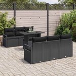 vidaXL Ensemble de canapé de jardin avec stockage 7 Pièces Noir polyrotin