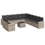 vidaXL Salon de jardin avec coussins 12 Pièces gris clair résine tressée