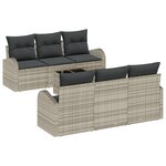 vidaXL Ensemble de canapé de jardin 7 pièces avec coussins gris clair en rotin