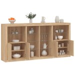vidaXL Buffet avec lumières LED chêne sonoma 202x37x100 cm
