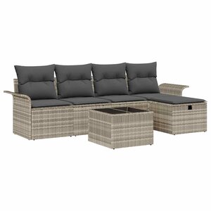 vidaXL Ensemble de canapé de jardin 6 Pièces Gris clair 251 x 117 x 85 cm