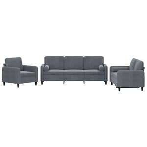 vidaXL Ensemble de canapés 3 Pièces avec coussins gris foncé velours