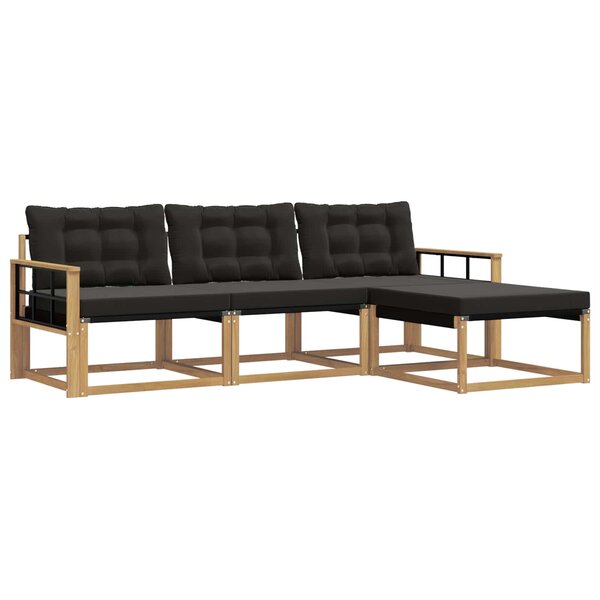 vidaXL Ensemble de canapés d'extérieur 4 pc Blanc et noir