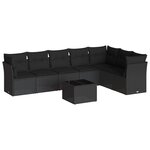 vidaXL Salon de jardin 8 Pièces avec coussins noir résine tressée