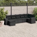 vidaXL Salon de jardin 7 Pièces avec coussins noir résine tressée