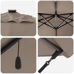 vidaXL Parasol Cantilever Roma avec LED Taupe 352x251x265 cm Aluminium
