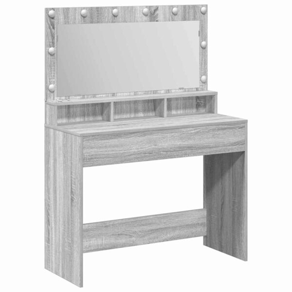 vidaXL Table de Toilette avec étagère Gris Sonoma 100 x 41 x 135 cm