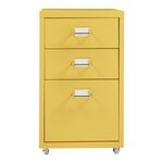 Caisson de bureau armoire meuble de rangement à roulettes acier 48 x 28 x 41 cm jaune 03_0009119