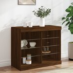 vidaXL Buffet avec lumières LED chêne marron 81x37x67 cm