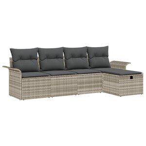 vidaXL Ensemble de canapé de jardin 5 pièces avec coussins en rotin synthétique gris clair