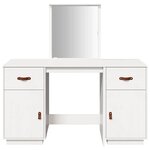 vidaXL Ensemble de coiffeuse avec miroir Blanc Bois de pin solide