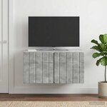 vidaXL Meuble TV mural 59 5 x 41 x 30 cm Gris béton Bois d'ingénierie