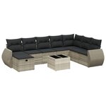 vidaXL Salon de jardin 8 Pièces avec coussins gris clair résine tressée