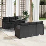 vidaXL Ensemble de canapé de jardin 7 Pièces Noir 100 x 55 x 73 cm