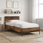 vidaXL Cadre de lit avec tête de lit Bois ancien 80 x 200 cm
