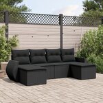 vidaXL Salon de jardin 6 Pièces avec coussins noir résine tressée
