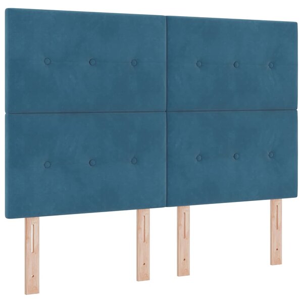 vidaXL Lit à ressort LED avec matelas Bleu foncé 140 x 190 cm Velours