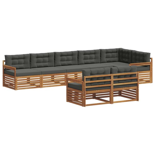 vidaXL Ensemble de canapés d'extérieur 8 pc Naturel et Anthracite