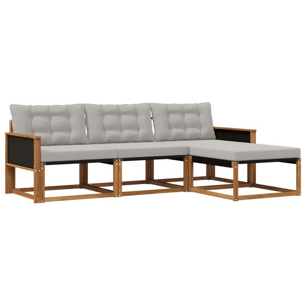 vidaXL Ensemble de canapés d'extérieur 4 pc Naturel et gris clair