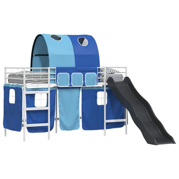 vidaXL Lit mezzanine pour enfants Blanc et Bleu 90 x 190 cm Métал