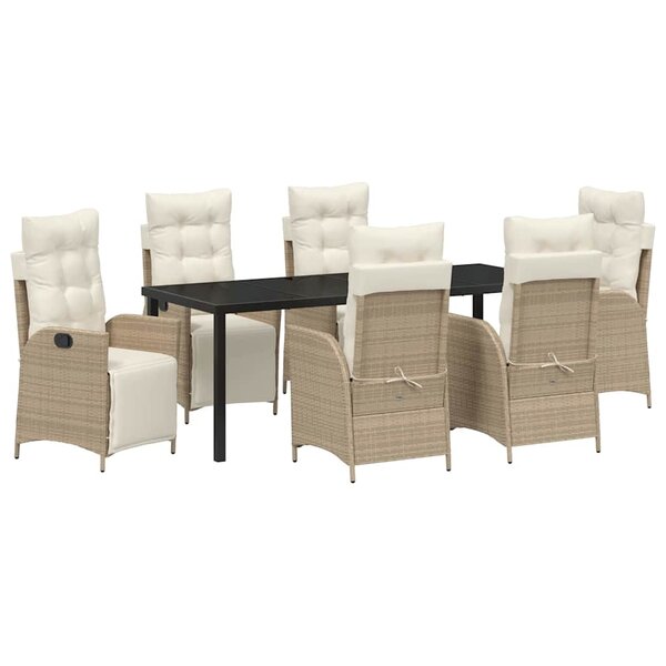 vidaXL Ensemble de salle à manger pour jardin 7 pc Beige polyrotin