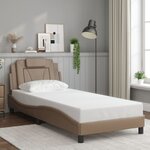 vidaXL Cadre de lit avec lumières LED cappuccino 90x190 cm similicuir