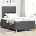 vidaXL Lit à ressorts avec matelas gris foncé petit double en tissu