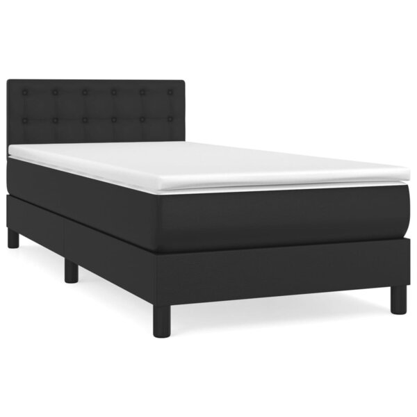 vidaXL Sommier à lattes de lit avec matelas Noir 100x200 cm Similicuir