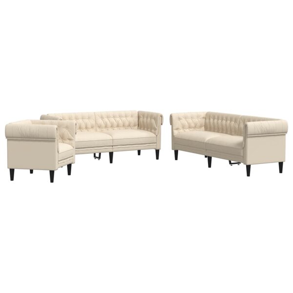 vidaXL Ensemble de canapés 3 Pièces crème tissu