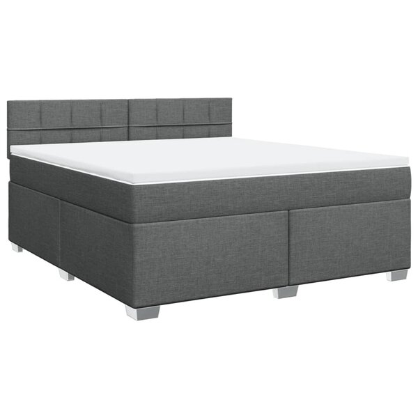 vidaXL Sommier à lattes de lit avec matelas Gris foncé 180x200cm Tissu
