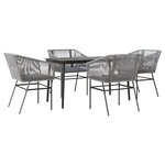 vidaXL Ensemble à manger jardin coussins 5 Pièces gris poly rotin verre