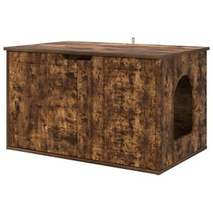 vidaXL Maison pour chat Chêne fumé 85 x 55 x 50 5 cm Bois d'ingénierie