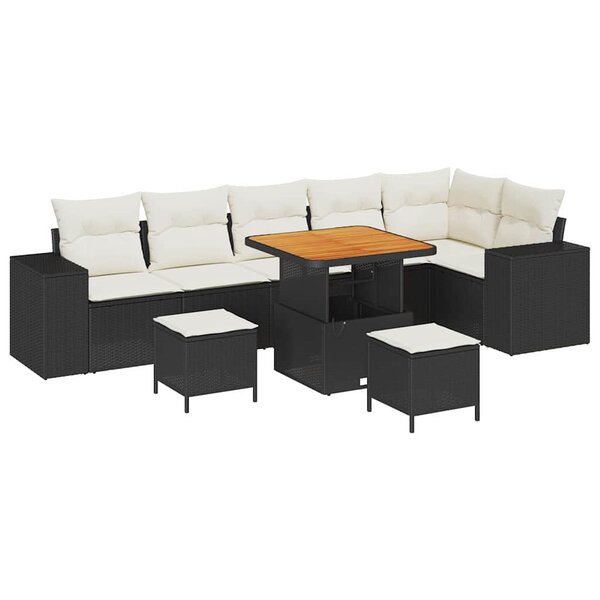 vidaXL Ensemble de canapé de jardin 9 Pièces Noir  Crème 80 x 80 x 71 cm