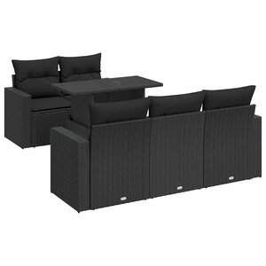 vidaXL Salon de jardin 6 Pièces avec coussins noir résine tressée