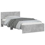 vidaXL Cadre de lit sans matelas avec tête de lit gris béton 100x200cm