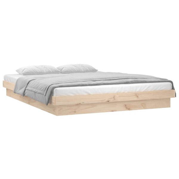 vidaXL Cadre de lit à LED 140x190 cm bois massif