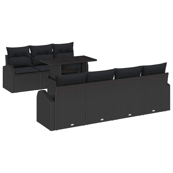 vidaXL Ensemble de canapé de jardin 8 Pièces Noir 100 x 55 x 73 cm