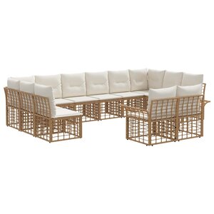 vidaXL Ensemble de canapés d'extérieur 12 Pièces Blanc Naturel et Crème