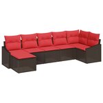 vidaXL Ensemble de Canapés avec coussin 7 Pièces Marron polyrotin