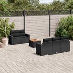 vidaXL Salon de jardin 6 Pièces avec coussins noir résine tressée