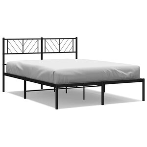 vidaXL Cadre de lit métal avec tête de lit noir 160x200 cm