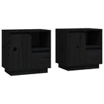 vidaXL Tables de chevet 2 Pièces Noir 50x34x50 cm Bois de pin massif
