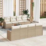 vidaXL Ensemble de canapé de jardin 9 Pièces Beige  blanc