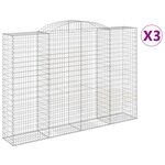 vidaXL Paniers à gabions arqués 3 Pièces 300x50x200/220 cm fer galvanisé