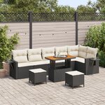 Ensemble de canapés de jardin 9 pièces avec coussins noirs en poly rattan