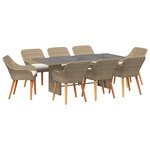 vidaXL Ensemble de salle à manger de jardin 9 pièces en poly rattan beige